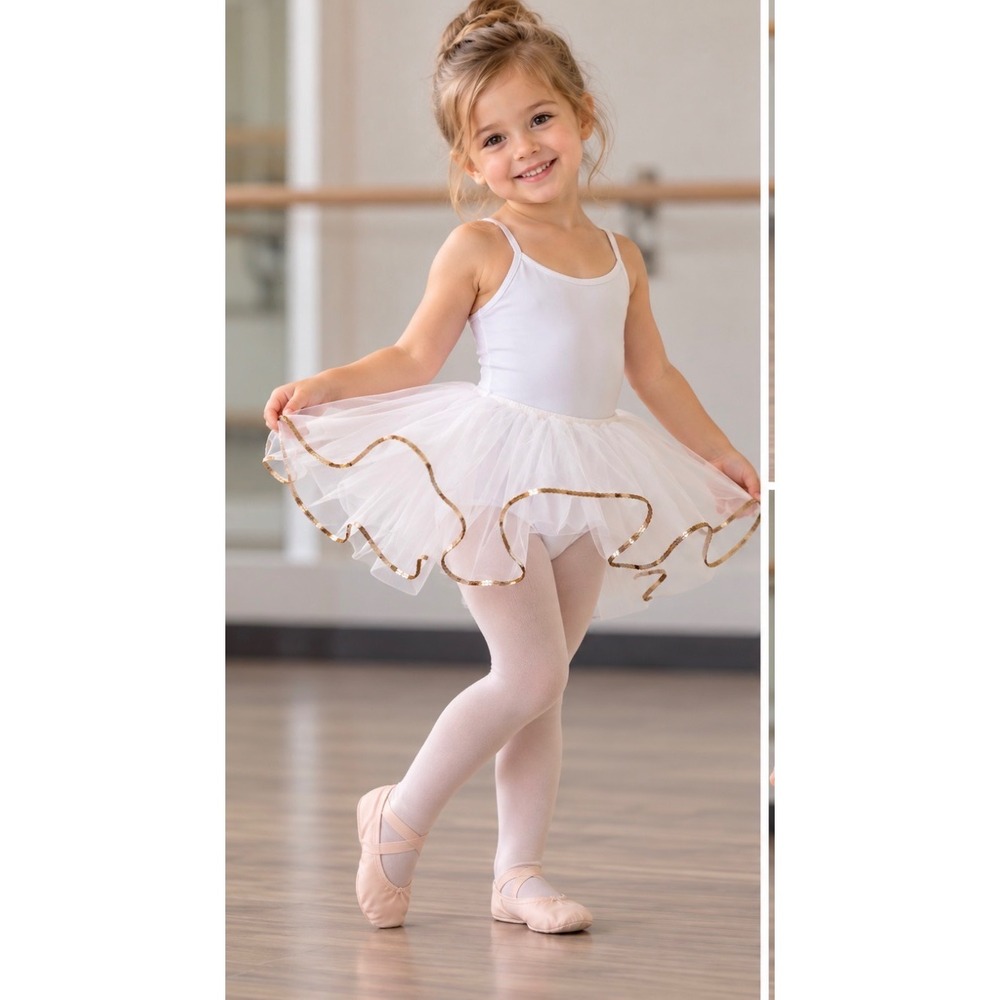 Costume Gallery Girls White Tulle Organza Tutu Skirt Ballet Dance Recital Sequin